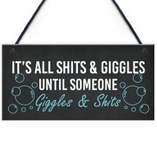 Funny Hot Tub Plaque SH!TS GIGGLES Sign Hanging Garden Sign