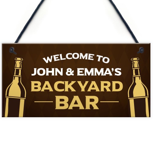 Novelty Backyard Bar Sign Hanging Garden Sign Personalised