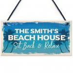 Personalised Beach Houe Sign Hanging Door Sign Beach Nautical