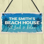 Personalised Beach Houe Sign Hanging Door Sign Beach Nautical