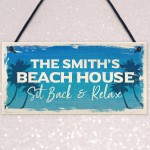 Personalised Beach Houe Sign Hanging Door Sign Beach Nautical