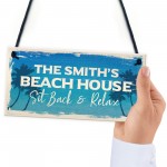 Personalised Beach Houe Sign Hanging Door Sign Beach Nautical