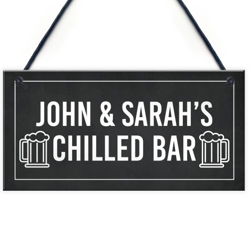 Personalised Home Bar Sign CHILLED BAR Hanging Garden Pub Sign