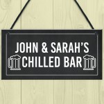 Personalised Home Bar Sign CHILLED BAR Hanging Garden Pub Sign