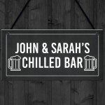 Personalised Home Bar Sign CHILLED BAR Hanging Garden Pub Sign