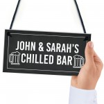 Personalised Home Bar Sign CHILLED BAR Hanging Garden Pub Sign