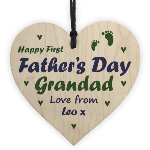 1st Fathers Day Gift For Grandad Personalised Wood Heart Gift