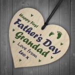 1st Fathers Day Gift For Grandad Personalised Wood Heart Gift