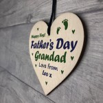 1st Fathers Day Gift For Grandad Personalised Wood Heart Gift