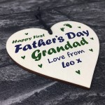 1st Fathers Day Gift For Grandad Personalised Wood Heart Gift
