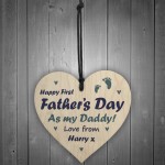 1st Fathers Day Gift For Daddy Personalised Wood Heart Gift