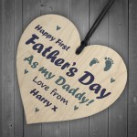 1st Fathers Day Gift For Daddy Personalised Wood Heart Gift