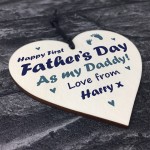 1st Fathers Day Gift For Daddy Personalised Wood Heart Gift