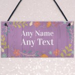 Personalised Floral Garden Summerhouse Sign Hanging Home Decor