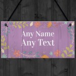 Personalised Floral Garden Summerhouse Sign Hanging Home Decor