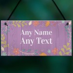 Personalised Floral Garden Summerhouse Sign Hanging Home Decor
