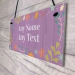 Personalised Floral Garden Summerhouse Sign Hanging Home Decor