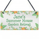 Floral Summerhouse Sign Personalised Hanging Door Sign