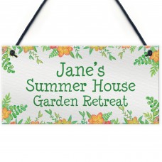 Floral Summerhouse Sign Personalised Hanging Door Sign
