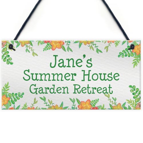 Floral Summerhouse Sign Personalised Hanging Door Sign