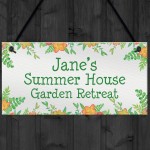 Floral Summerhouse Sign Personalised Hanging Door Sign