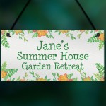 Floral Summerhouse Sign Personalised Hanging Door Sign
