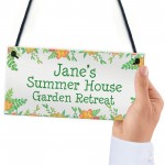 Floral Summerhouse Sign Personalised Hanging Door Sign