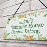 Floral Summerhouse Sign Personalised Hanging Door Sign