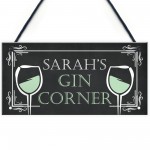 Personalised Gin Corner Home Bar Signs Novelty Garden Signs Gift
