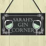 Personalised Gin Corner Home Bar Signs Novelty Garden Signs Gift