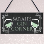 Personalised Gin Corner Home Bar Signs Novelty Garden Signs Gift