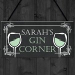 Personalised Gin Corner Home Bar Signs Novelty Garden Signs Gift