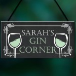 Personalised Gin Corner Home Bar Signs Novelty Garden Signs Gift