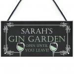 Personalised Gin Garden Hanging Home Bar Garden Sign Gin Gift