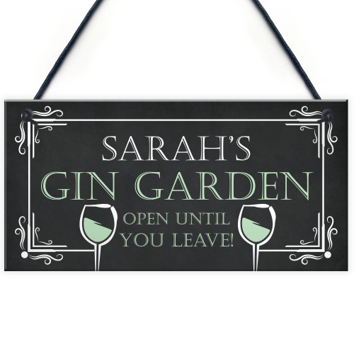 Personalised Gin Garden Hanging Home Bar Garden Sign Gin Gift