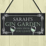 Personalised Gin Garden Hanging Home Bar Garden Sign Gin Gift