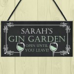 Personalised Gin Garden Hanging Home Bar Garden Sign Gin Gift