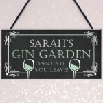 Personalised Gin Garden Hanging Home Bar Garden Sign Gin Gift