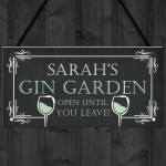 Personalised Gin Garden Hanging Home Bar Garden Sign Gin Gift