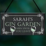 Personalised Gin Garden Hanging Home Bar Garden Sign Gin Gift