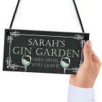 Personalised Gin Garden Hanging Home Bar Garden Sign Gin Gift
