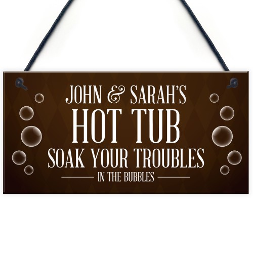 Personalised Novelty Hot Tub Signs For Garden Hanging Garden