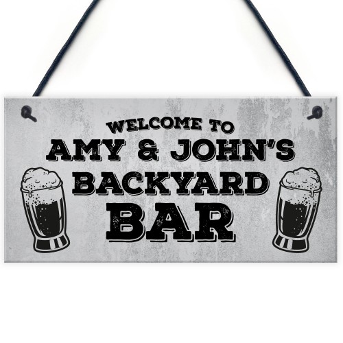 Backyard Bar Personalised Sign Novelty Home Bar Garden Sign