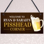 Personalised PISS HEAD Corner Bar Hanging Home Bar Garden Sign