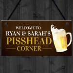 Personalised PISS HEAD Corner Bar Hanging Home Bar Garden Sign