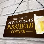 Personalised PISS HEAD Corner Bar Hanging Home Bar Garden Sign