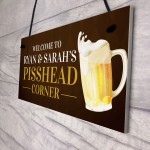 Personalised PISS HEAD Corner Bar Hanging Home Bar Garden Sign