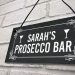 Personalised Prosecco Bar Sign Hanging Door Sign Home Bar Plaque