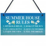 Summer House Rules Hanging Garden Shed Sign Home Decor Sign