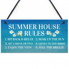 Summer House Rules Hanging Garden Shed Sign Home Decor Sign